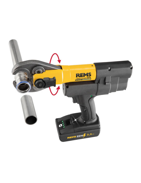 Sertisseuse REMS Mini-Press 22V, vue de la tête pivotante