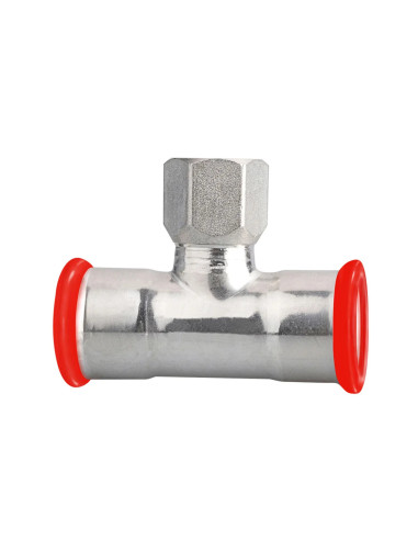 Té taraudé F acier carbone SERTIsteel PBtub carbone à sertir, fond blanc