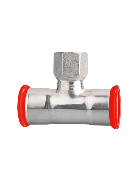 Té taraudé F acier carbone SERTIsteel PBtub carbone à sertir, fond blanc