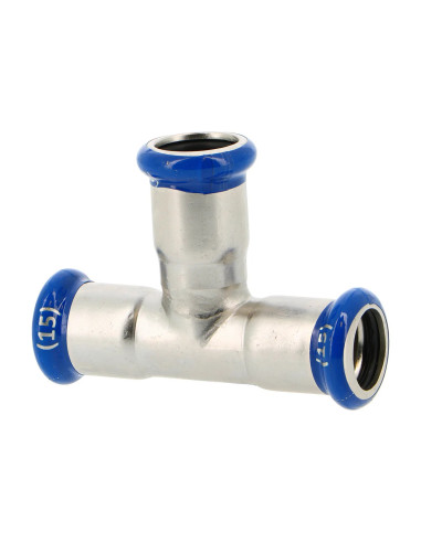 Té égal inox 316L SERTIsteel PBtub inox 316L à sertir, fond blanc