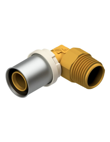 Coude 90° filetage XPRT à sertir mâle AIS, fond blanc